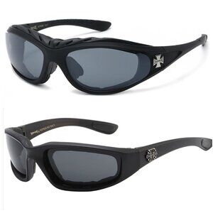 2 Pack Black Choppers Padded Motorcycle Sunglasses 2 Pair BLACK